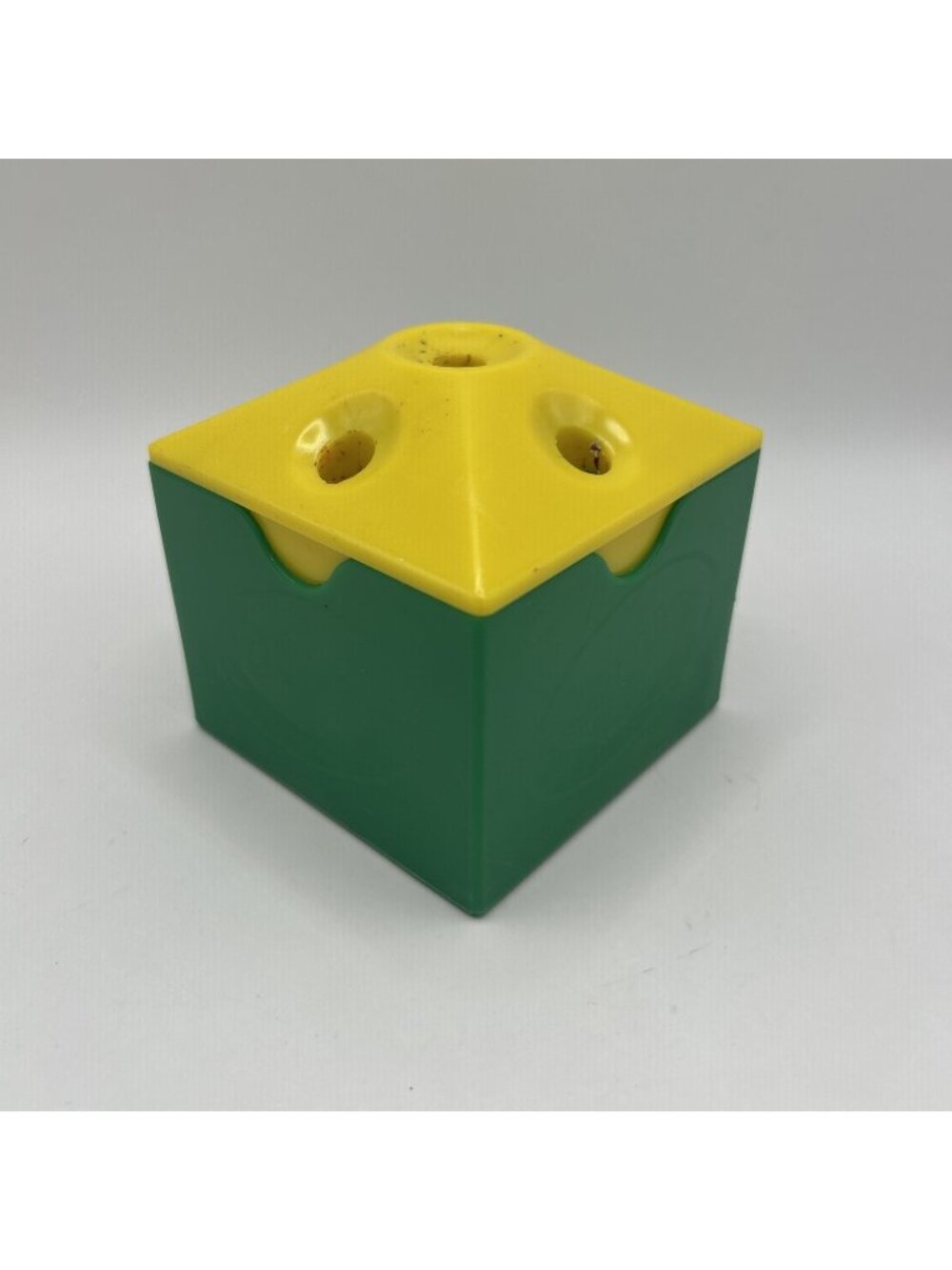 Vintage Crayola Crayon Sharpener Five Holes Yellow Green Rare HTF